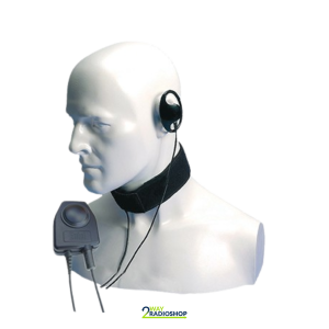 Entel ‘D’ Shaped earpiece, throat microphone with large in-line PTT (DX series)