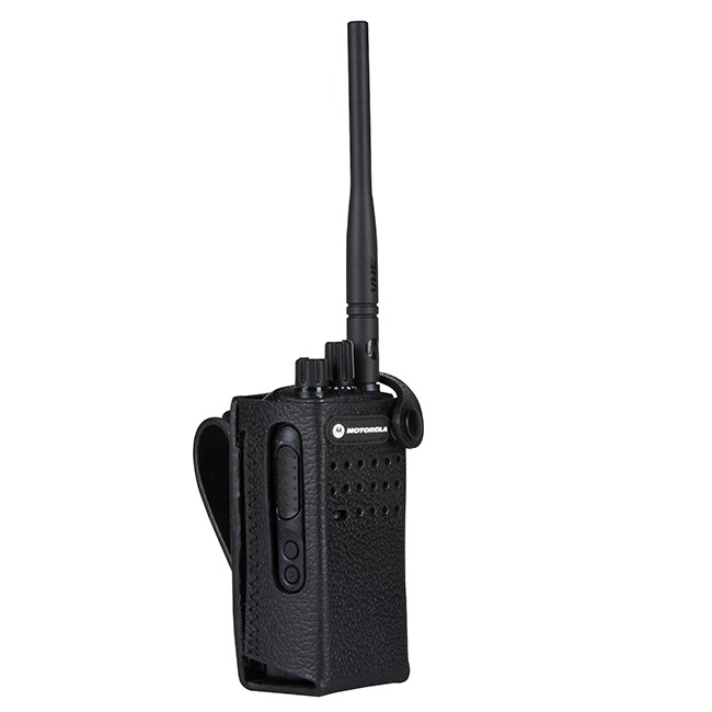 Motorola - Hard Leather Carry Case with 3" Swivel Belt Loop for Non-Display Radio