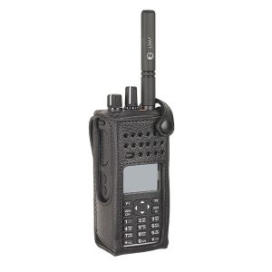 Motorola - Hard Leather Case with 3" Fixed Belt Loop for Display Radio