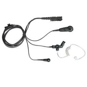 Motorola - 3-Wire  Surveillance Earpiece with Combined Mic/PTT (Black)